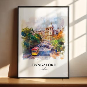 Bangalore India Wall Art, India Print, India Watercolor Art, Bangalore Gift, Travel Print, Travel Poster, Housewarming Gift