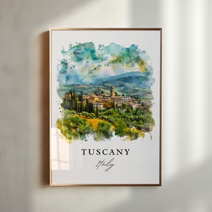 Tuscany Italy Wall Art, Tuscany Print, Italy Watercolor, Tuscany IT Gift, Travel Poster, Housewarming Gift