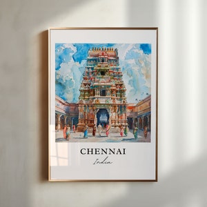 Chennai India Wandkunst, Chennai Print, Chennai Aquarell, Chennai India Geschenk, Reiseplakat, Housewarming Geschenk