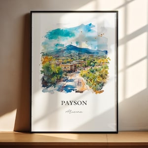 Payson Arizona Wall Art, Gila County Print, Arizona Watercolor Art, Payson AZ Gift, Travel Print, Travel Poster, Housewarming Gift