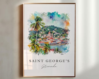 Saint George's Grenada wall art - Grenada, St. George's print, Grenada Wedding gift, Birthday present, Custom Text, Perfect Gift
