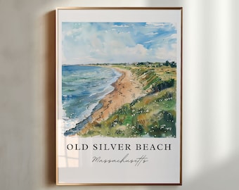 Old Silver Beach Print, Falmouth Cape Cod Art, Coastal Wall Decor