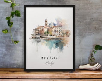 Pôster de Reggio, Itália - Impressão artística em aquarela de paisagem urbana