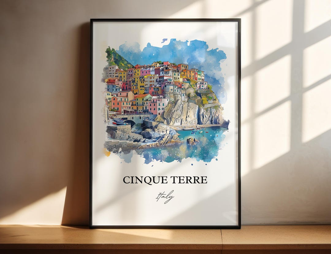 Cinque Terre Wall Art, Italian Riviera Print, Italy Watercolor Art ...