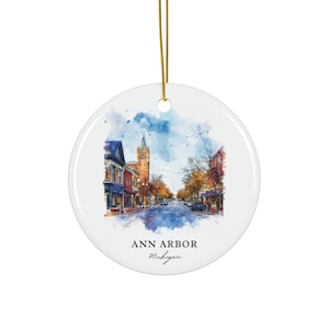 Ann Arbor MI Ornament: Unique Ann Arbor Souvenir, Ann Arbor Xmas Decor, and Authentic University of Michigan Christmas Gift