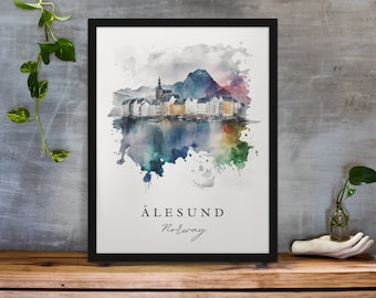 Alesund Norway Art Print – Traditional Travel Poster
