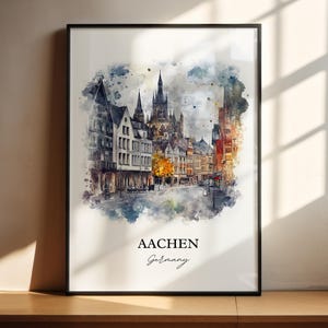 Aachen Germany Wall Art, Cologne Print, Germany Watercolor Art, Aachen Gift, Travel Print, Travel Poster, Housewarming Gift