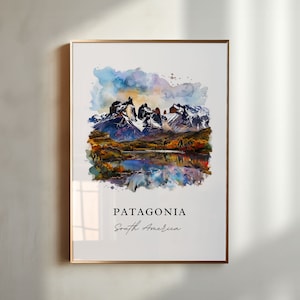 Art de la Patagonie en Amérique du Sud, impression de la Patagonie, aquarelle de la Patagonie, cadeau de la région de la Patagonie, impression de voyage, cadeau de pendaison de crémaillère