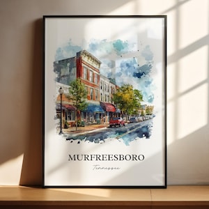 Murfreesboro TN Wall Art, Rutherford County Print, Tennessee Watercolor, Murfreesboro Gift, Travel Print, Travel Poster, Housewarming Gift