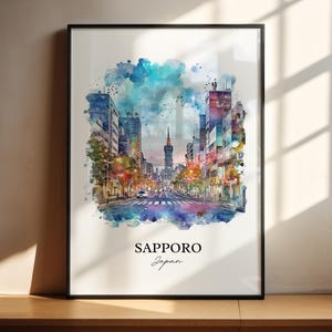 Sapporo Wall Art, Sapporo Skyline Print, Japan Watercolor Art, Sapporo Japan Gift, Travel Print, Travel Poster, Housewarming Gift
