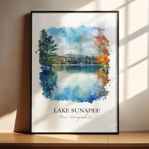 Lake Sunapee NH Wall Art, Merrimack County Print, New Hampshire Artwork, Lake Sunapee Gift, Travel Print, Travel Poster, Housewarming Gift