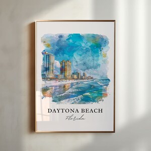 Daytona Beach Wall Art, Daytona Beach Print, Daytona Beach FL Watercolor, Daytona Beach Gift, Travel Poster, Housewarming Gift