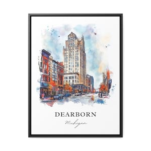 Dearborn MI Art, Dearborn Michigan Print, Dearborn Watercolor, Islamic Center of America Gift, Dearborn Travel Poster, Housewarming Gift