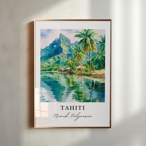 Arte de parede do Taiti - Polinésia Francesa, impressão do Taiti, presente de casamento do Taiti, presente de aniversário da Polinésia Francesa, texto personalizado, presente perfeito