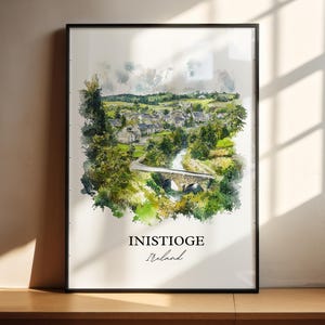 Inistioge Wall Art, Kilkenny Print, Ireland Watercolor Artr, Inistioge Ireland Gift, Travel Print, Travel Poster, Housewarming Gift