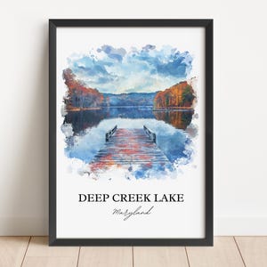 Deep Creek Lake Wall Art, McHenry MD Print, Maryland Watercolor Art, Deep Creek Lake Gift, Travel Print, Travel Poster, Housewarming Gift