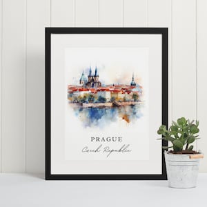 Prague traditional travel art - Czech Republic, Prague poster, Wedding gift, Birthday present, Custom Text, Personalized Gift