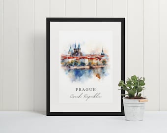 Prague Travel Poster – Czech Republic Art Print, Custom Text Available