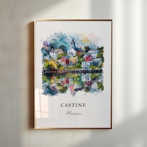 Castine Maine Wall Art, Castine Print, Castine Watercolor, Castine ME Gift, Travel Poster, Housewarming Gift