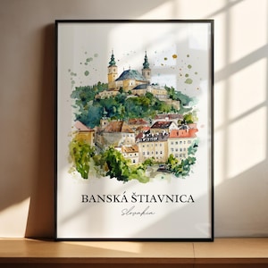 Banska Stiavnica Wall Art, Slovakia Print, Slovakia Watercolor Art, Banska Stiavnica Gift, Travel Print, Travel Poster, Housewarming Gift