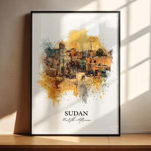 Sudan Wall Art, Sudan Print, Sudan Watercolor Art, Sudan Africa Gift, Travel Print, Travel Poster, Housewarming Gift