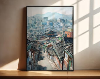 Seoul Watercolor Art Seoul Travel Print Seoul South Korea Artwork Seoul Skyline Decor South Korea Wall Art