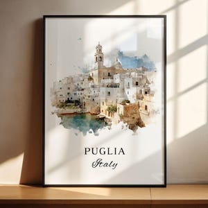 Puglia Italy wall art - Italia, Puglia poster, Puglia Wedding gift, Puglia Italy Birthday present, Custom Text, Personalized Gift