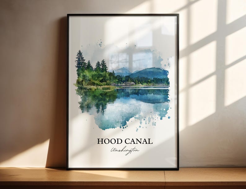Hood Canal Wall Art, Floating Bridge Print, Hood Canal WA Watercolor ...