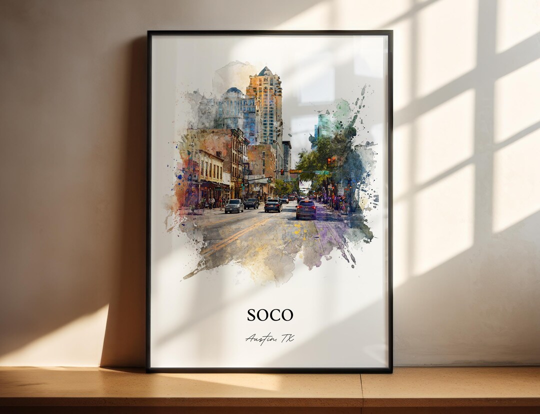 Soco Austin TX Wall Art, Soco Austin Print, Austin Texas Watercolor Art ...