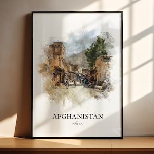Afghanistan Wall Art, Afghanistan Print, Afghanistan Watercolor Art, Afghanistan Gift, Travel Print, Travel Poster, Housewarming Gift