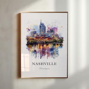 Nashville TN Wall Art, Nashville Print, Nashville Watercolor Art, Nashville Tennessee Gift, Travel Poster, Housewarming Gift