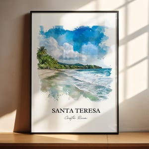 Santa Teresa Wall Art, Puntarenas Print, Costa Rica Watercolor Art, Santa Teresa Gift, Travel Print, Travel Poster, Housewarming Gift