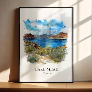 Lake Mead Wall Art, Nevada Print, Lake Mead NV Watercolor, Lake Mead Gift, Travel Print, Travel Poster, Housewarming Gift