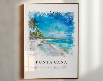 Punta Cana Wall Art, Punta Cana Print, Punta Cana DR Watercolor, Punta Cana Gift, Travel Poster, Housewarming Gift