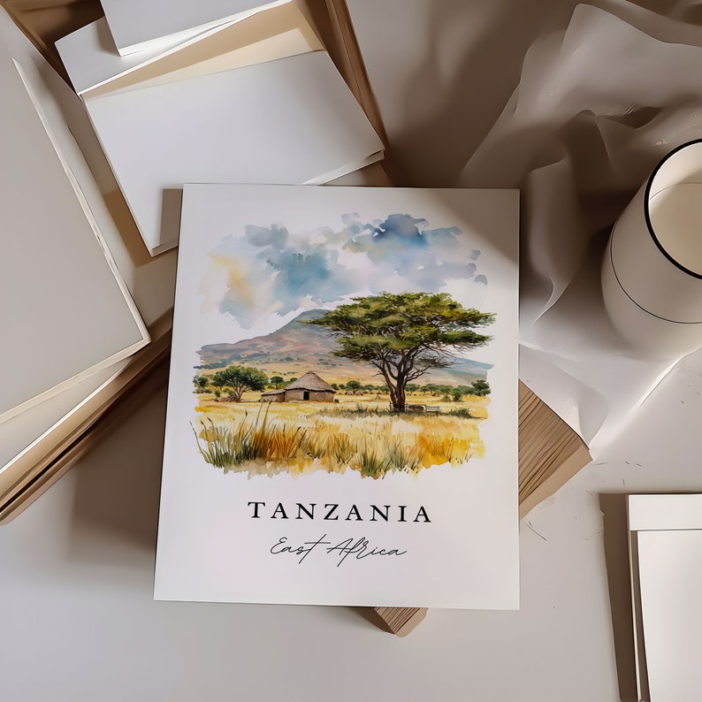 Tanzania wall art - East Africa, Tanzania print, Tanzania Wedding gift, Tanzania Birthday present, Custom Text, Perfect Gift image 2