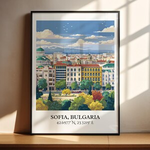 Sofia Bulgaria Art, Bulgaria Retro Travel Art, Bulgaria Home Decor, Bulgaria Gift, Bulgaria Travel Art, Travel Prints, Housewarming Gift