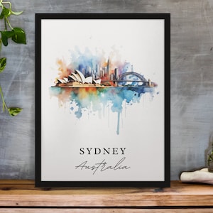 Sydney traditional travel art - Australia, Sydney poster, Wedding gift, Birthday present, Custom Text, Personalized Gift