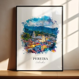 Pereira Wall Art, Risaralda Department Print, Colombia Watercolor Art, Pereira Colombia Gift, Travel Print, Travel Poster, Housewarming Gift