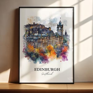 Edinburgh Wall Art, Edinburgh Print, Scotland Watercolor Art, Edinburgh Scotland Gift, Travel Print, Travel Poster, Housewarming Gift