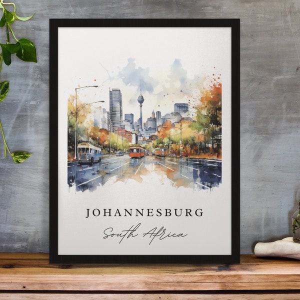 Johannesburg traditional travel art - South Africa, Johannesburg poster, Wedding gift, Birthday present, Custom Text, Personalised Gift