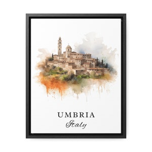 Arte de viaje tradicional de Umbría - Italia, cartel de Umbría, regalo de boda, regalo de cumpleaños, texto personalizado, regalo personalizado
