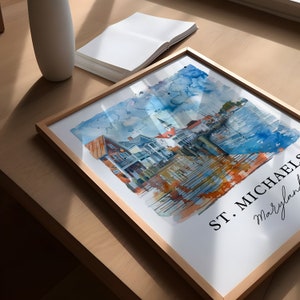 St. Michaels MD Wall Art, St. Michaels Print, St. Michaels Watercolor, St. Michaels MD Gift, Travel Poster, Housewarming Gift image 3