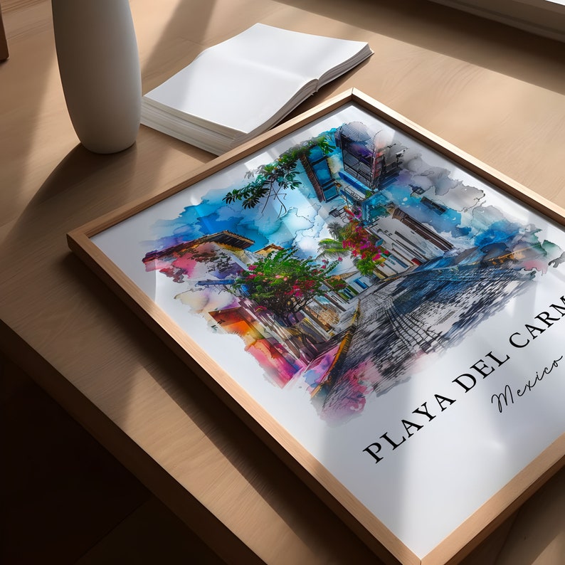 Playa Del Carmen MX Wall Art, PDC Mexico Print, Playa Del Carmen Watercolor, Cancun Gift, Travel Poster, Housewarming Gift image 3