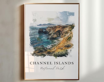 Arte de las Islas del Canal, Impresión de las Islas del Canal, Obra de arte de las Islas del Canal, CA, Regalo de Santa Bárbara, Póster de viaje, Regalo de inauguración de la casa