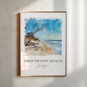 Driftwood Beach GA Art, Jekyll Island Print, Driftwood Beach Watercolor, Jekyll Island Gift, Travel Poster, Housewarming Gift