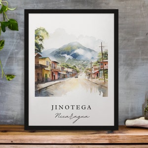 Jinotega traditional travel art - Nicaragua, Jinotega poster, Wedding gift, Birthday present, Custom Text, Personalized Gift