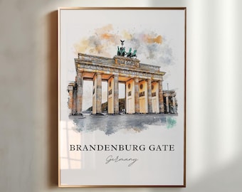 Arte murale della Porta di Brandeburgo, stampa di Berlino, acquerello di Berlino, Germania, regalo di Brandeburgo, stampa di viaggio, poster di viaggio, regalo di inaugurazione della casa
