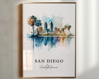 Plakat z panoramą San Diego – podróż po Kalifornii, spersonalizowany prezent
