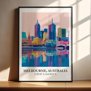 Melbourne Art, Melbourne Retro Travel Art, Melbourne Home Decor, Melbourne Gift, Australia Travel Art, Travel Prints, Housewarming Gift