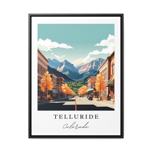 Telluride traditional travel art - Colorado, Telluride poster, Wedding gift, Birthday present, Custom Text, Personalized Gift